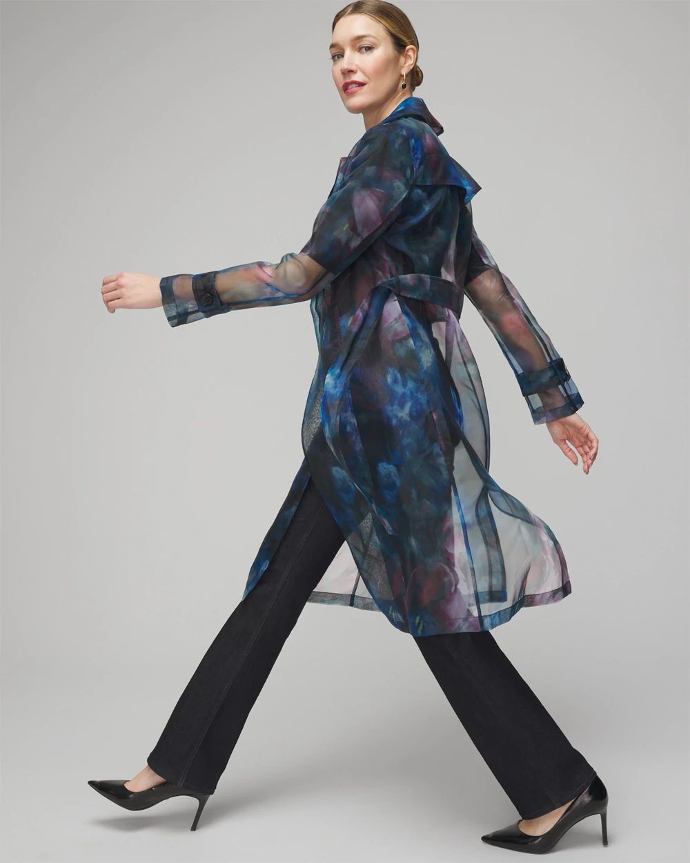 Printed Organza Trench Coat White House Black Market